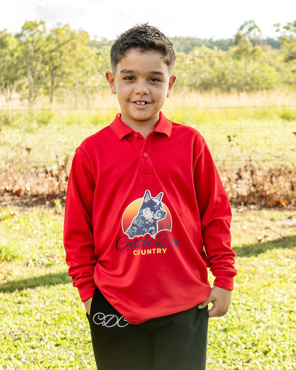 Kids Long Sleeve 210 Polo Red