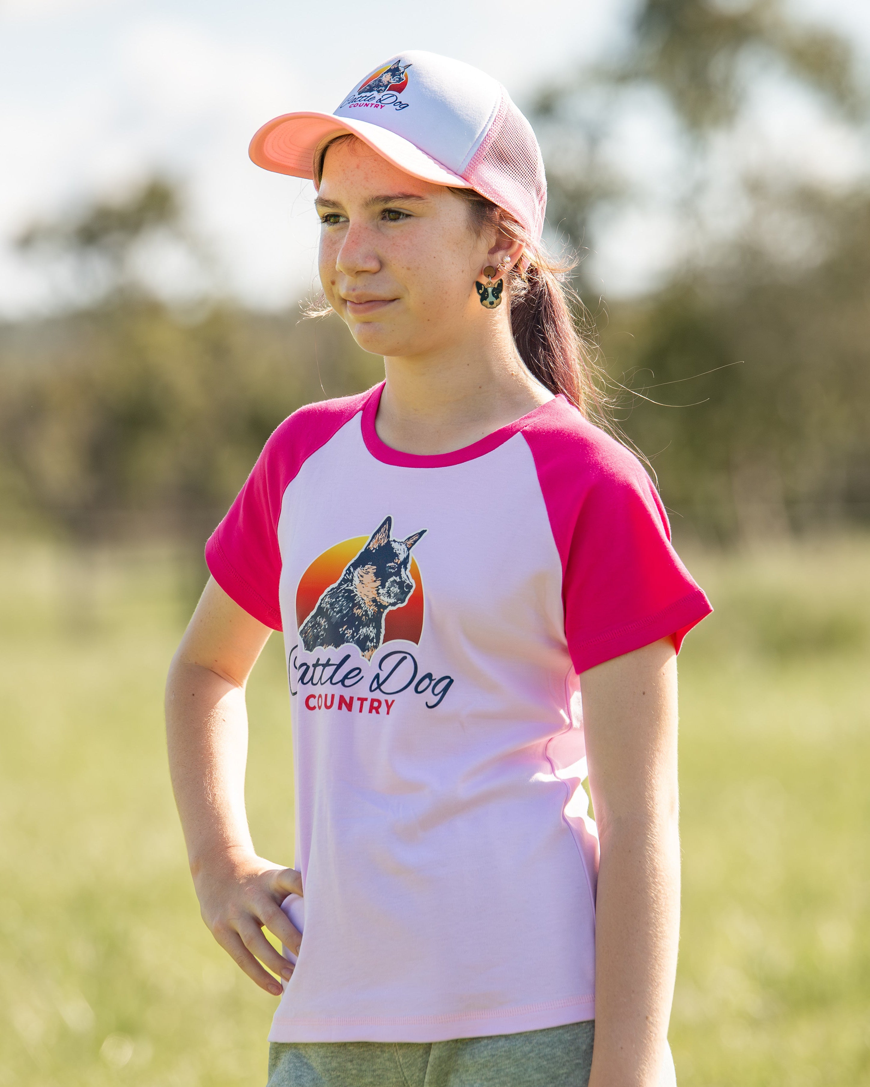Kids Raglan Tee Hot Pink Pink