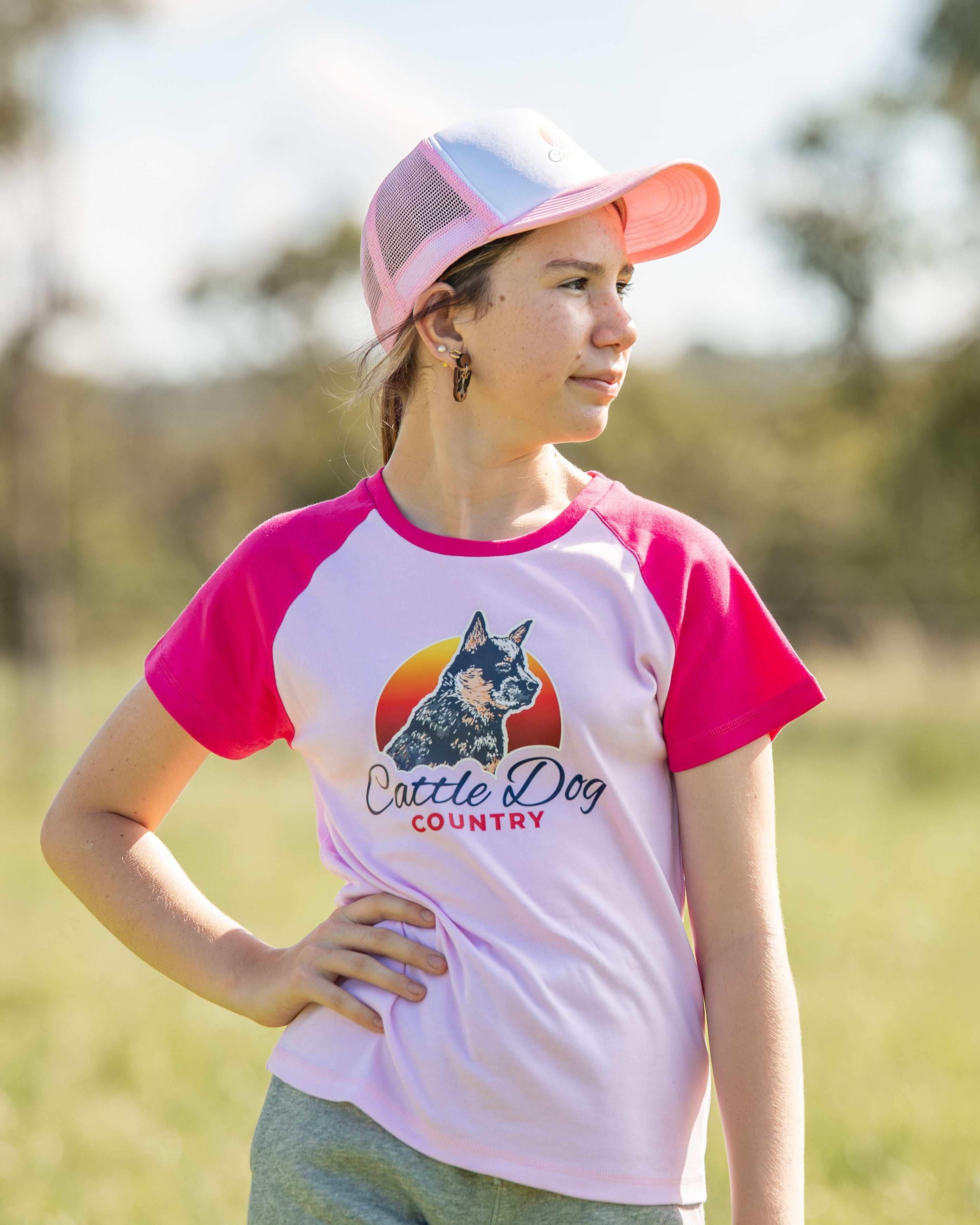 Kids Raglan Tee Hot Pink Pink