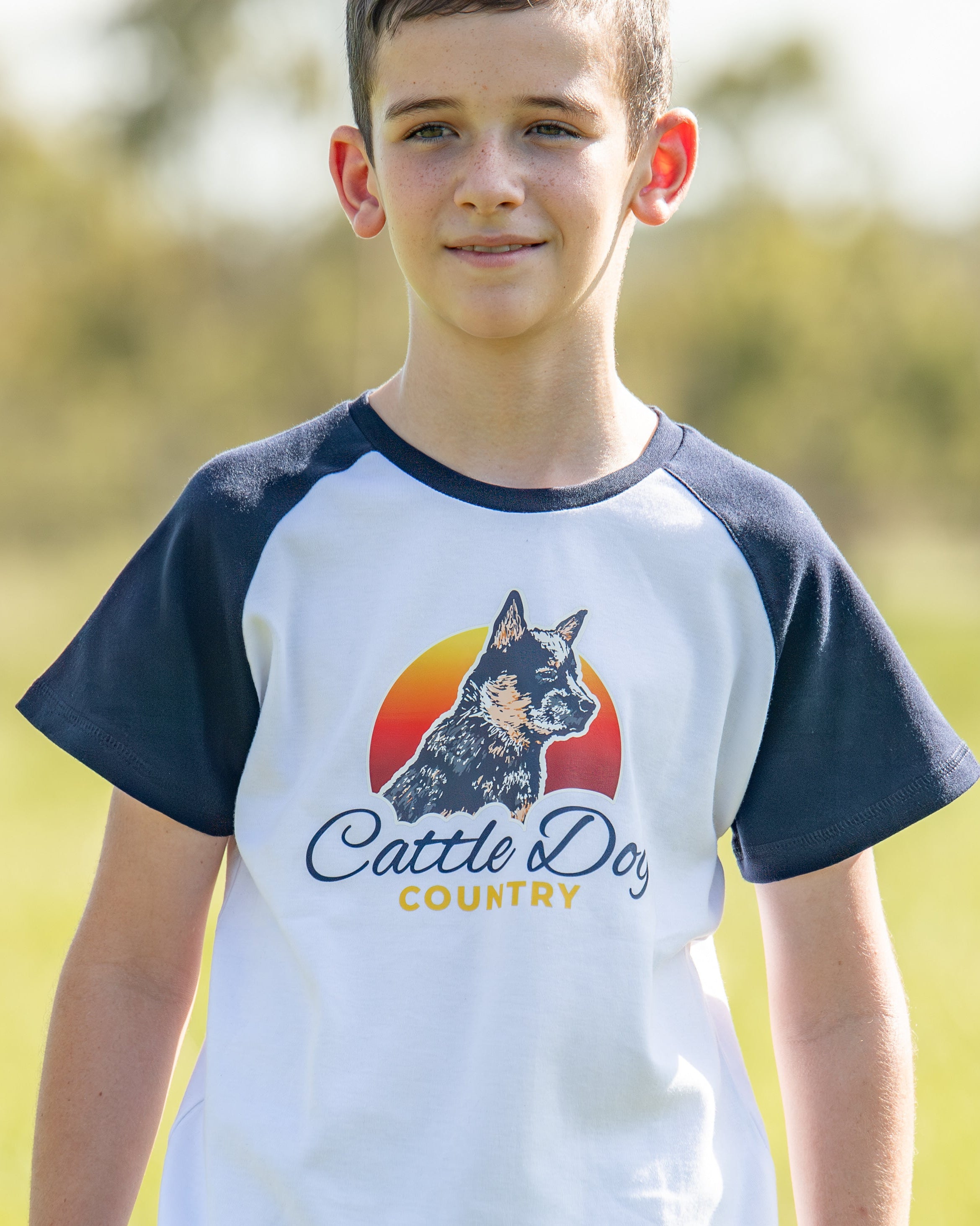 Kids Raglan Tee White Navy