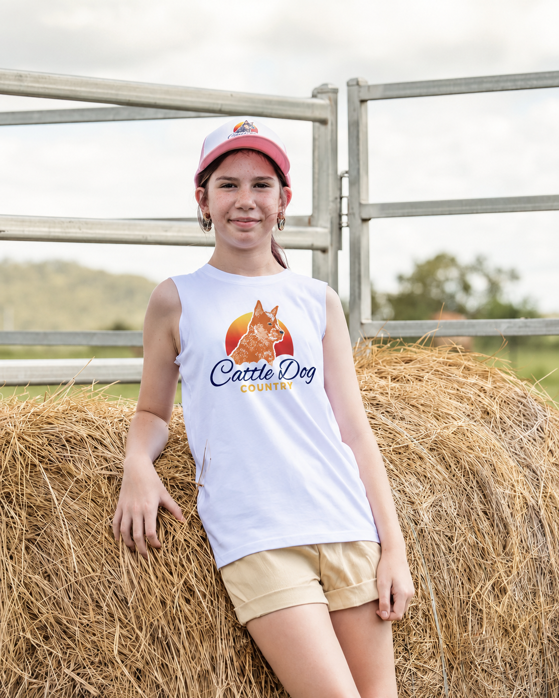 Kids White Tank Tee Red Logo