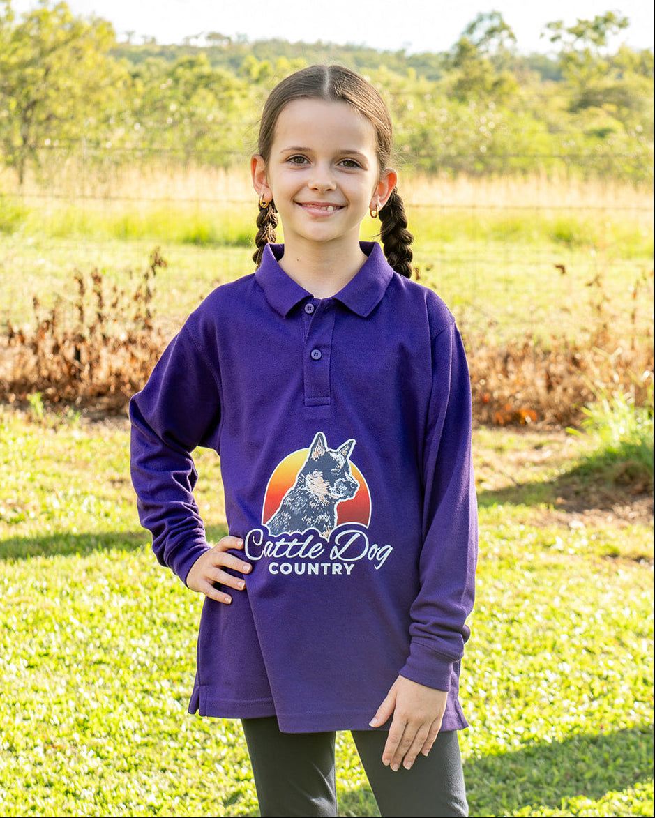 Kids long sleeve 2/10 polo purple