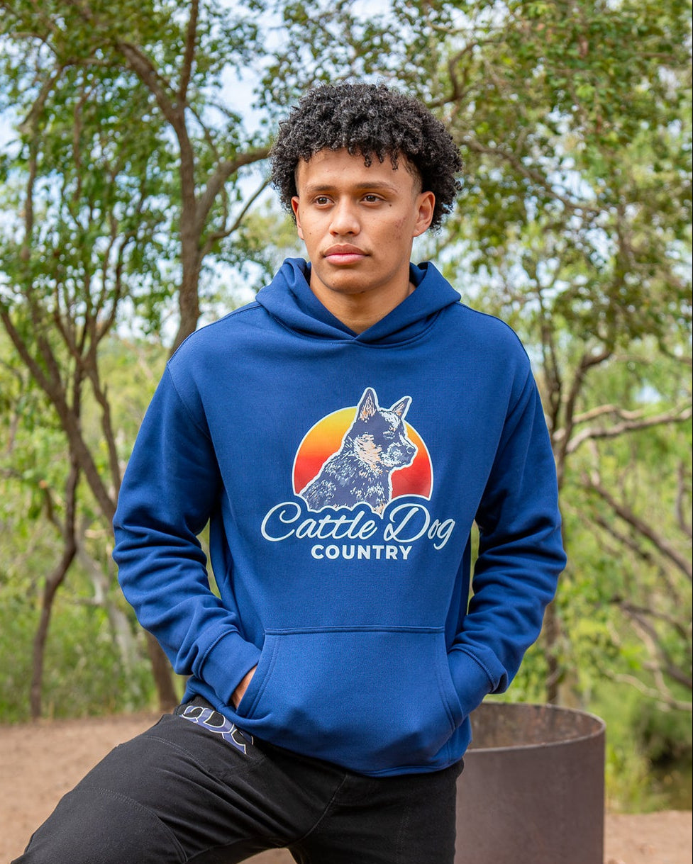 Mens Relaxed Hood Cobalt Front