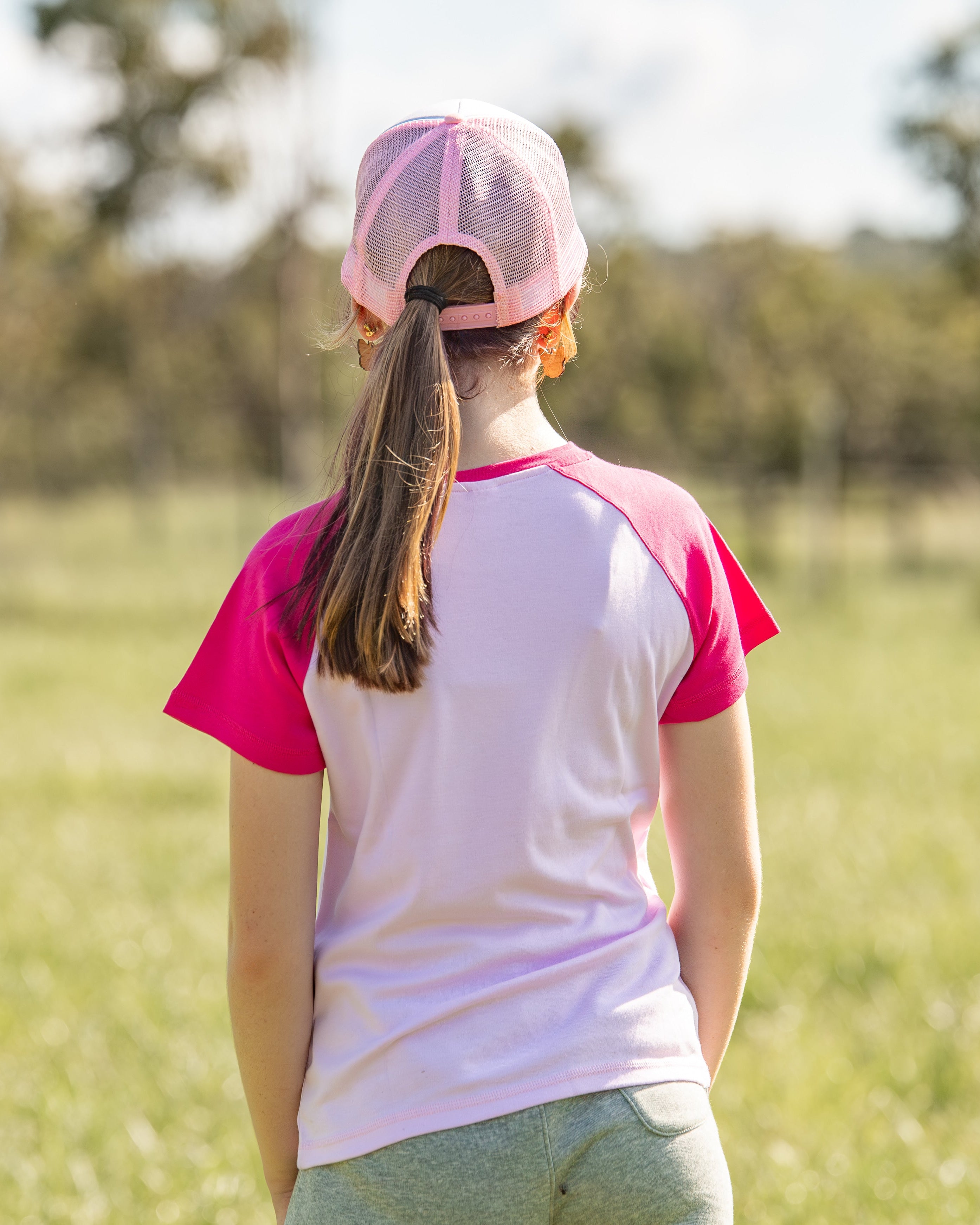 Kids Raglan Tee Hot Pink Pink
