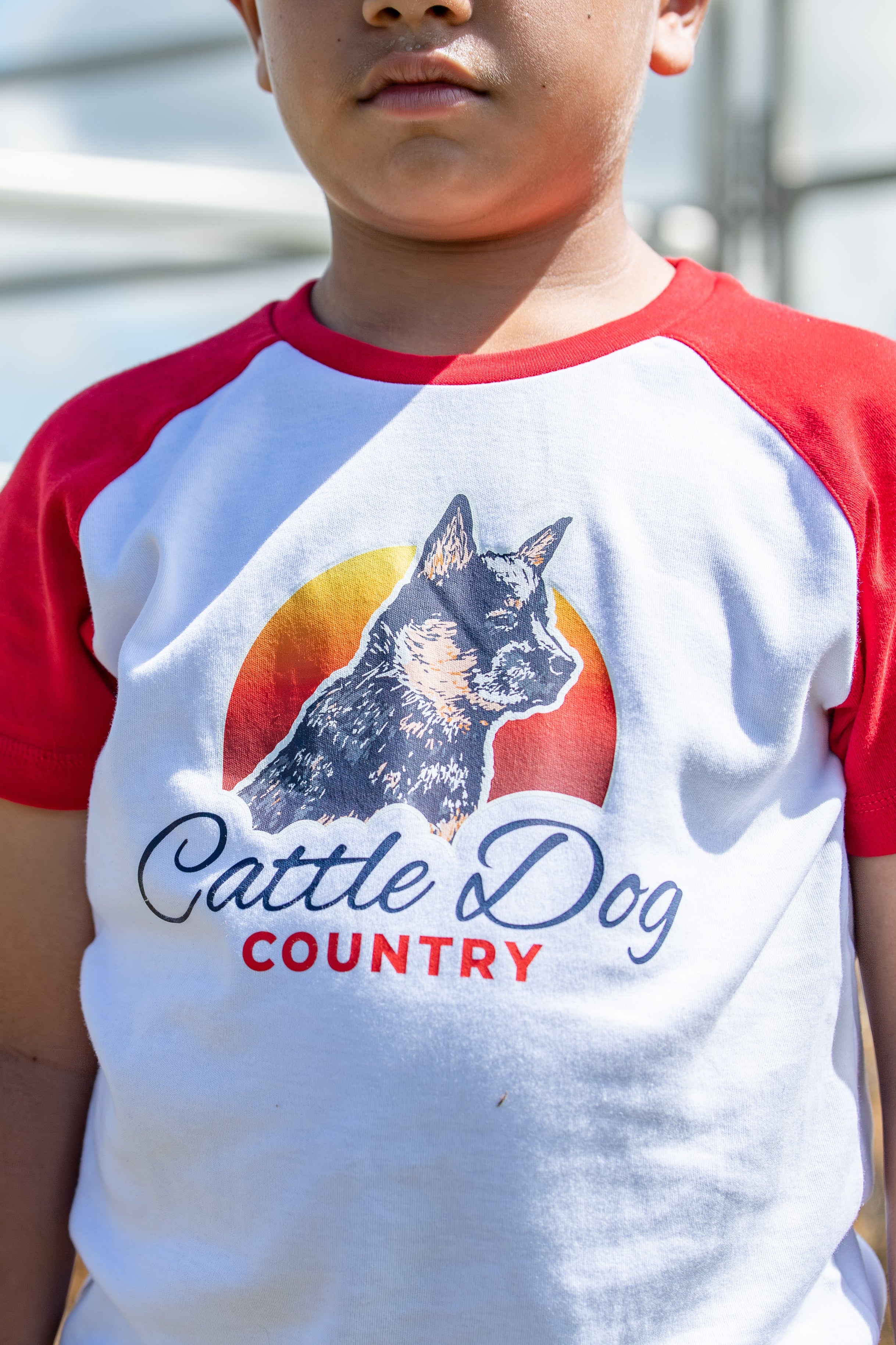 Kids Raglan Tee - Colour White/Red