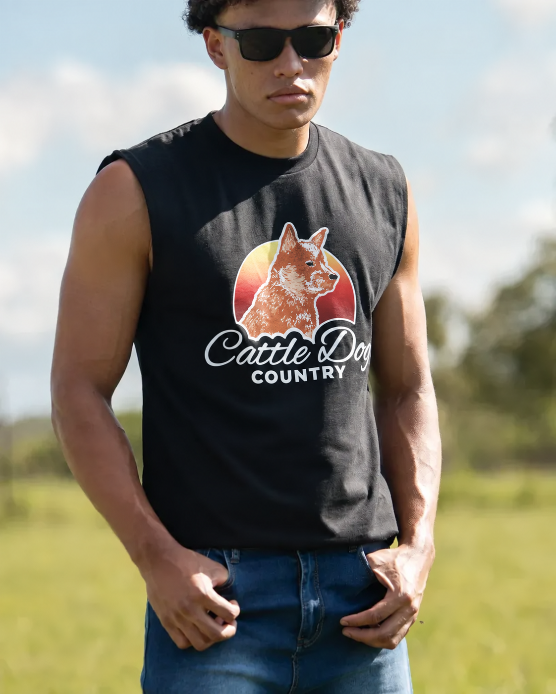 Mens Classic Tank Black Red Logo