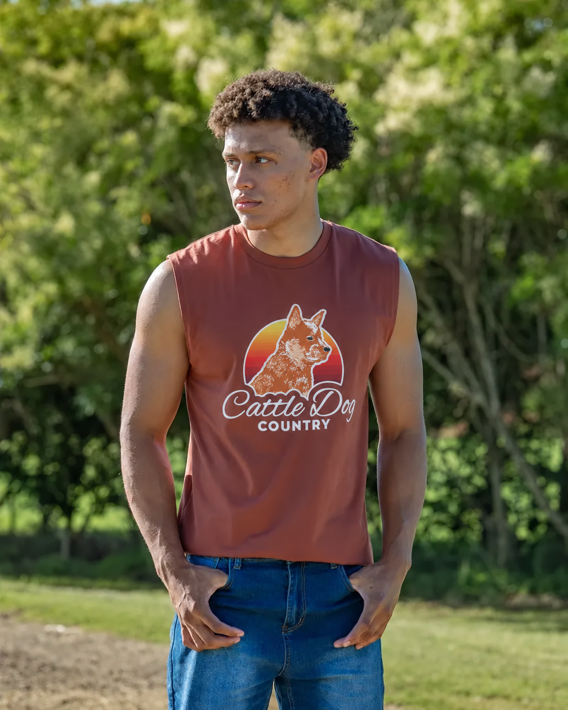 Mens Classic Tank Clay Red Dog