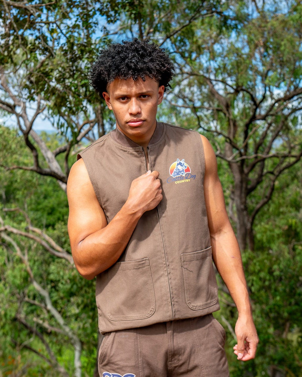 Mens Heavy Long Sleeve Tee Clay Front