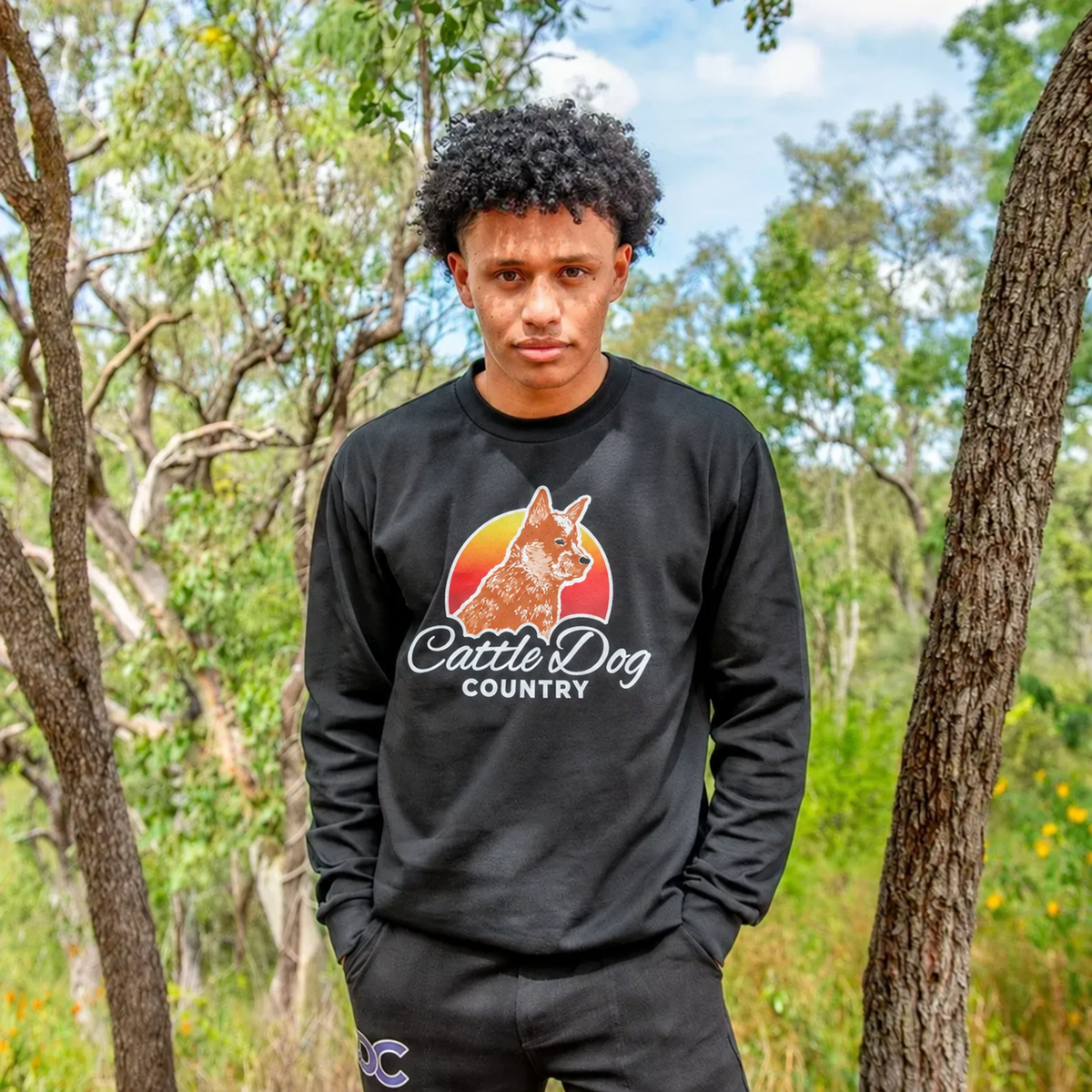Mens Heavy Long Sleeved Tee Black Red Logo