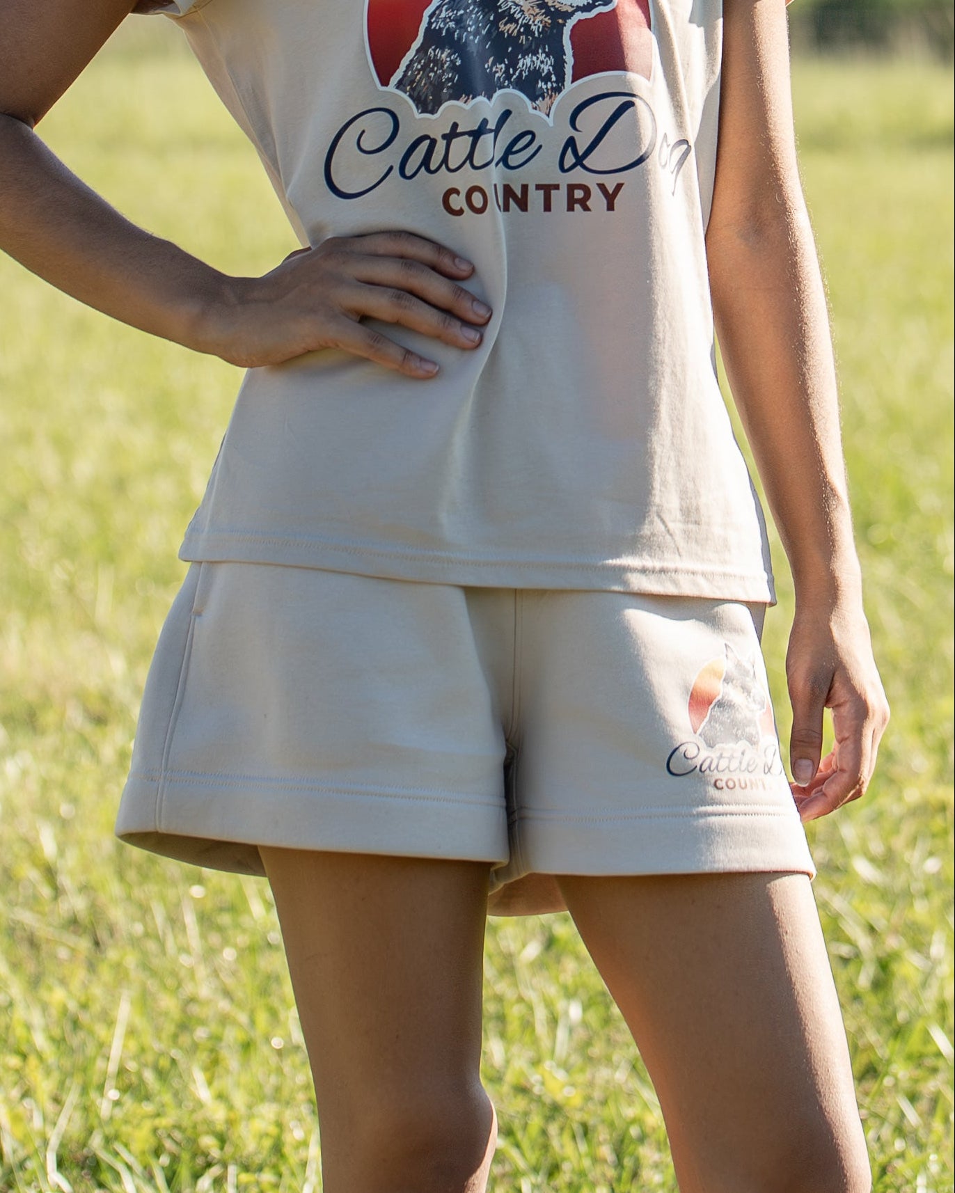 Womens Relaxed Track Shorts Bone