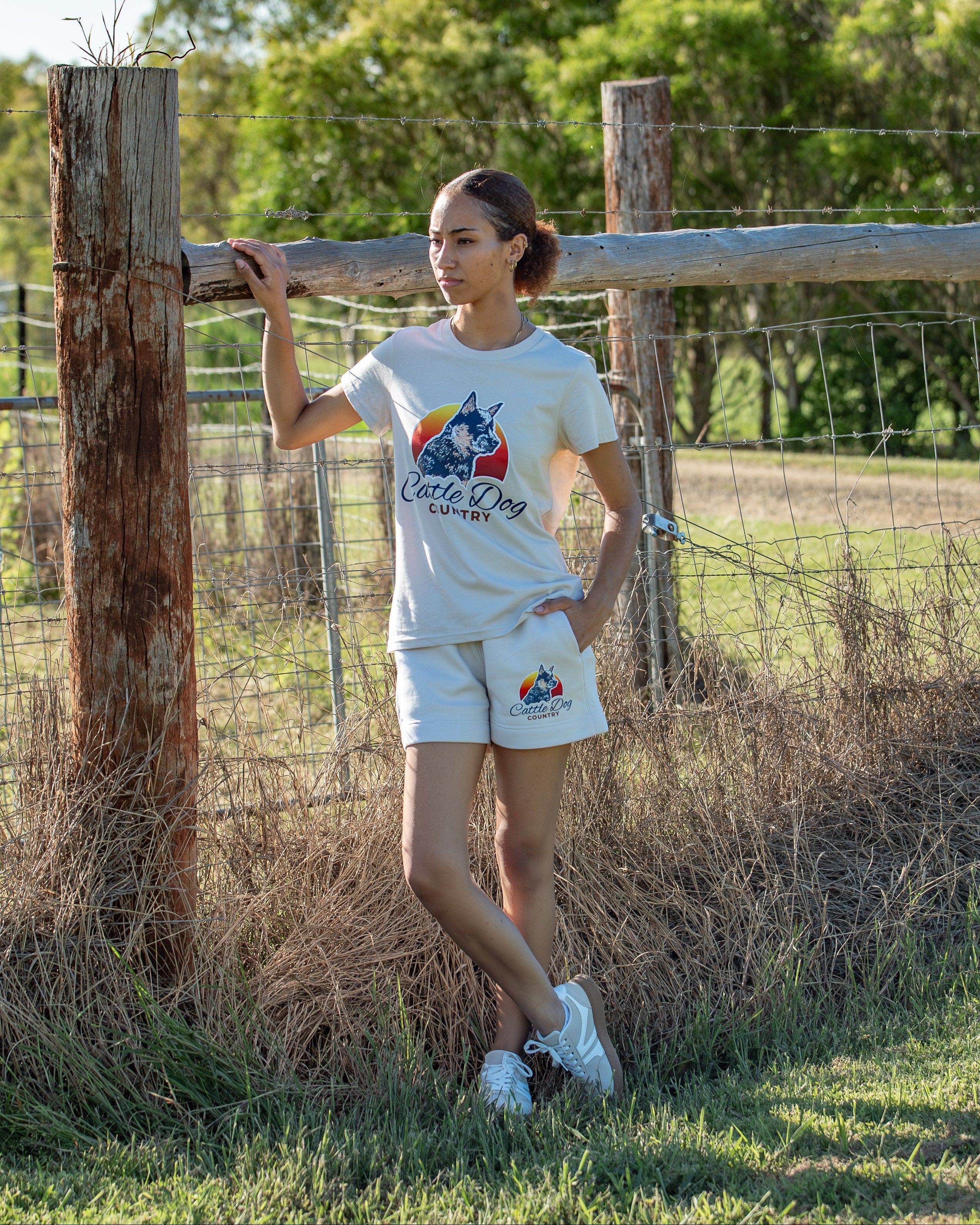 Womens Relaxed Track Shorts Bone