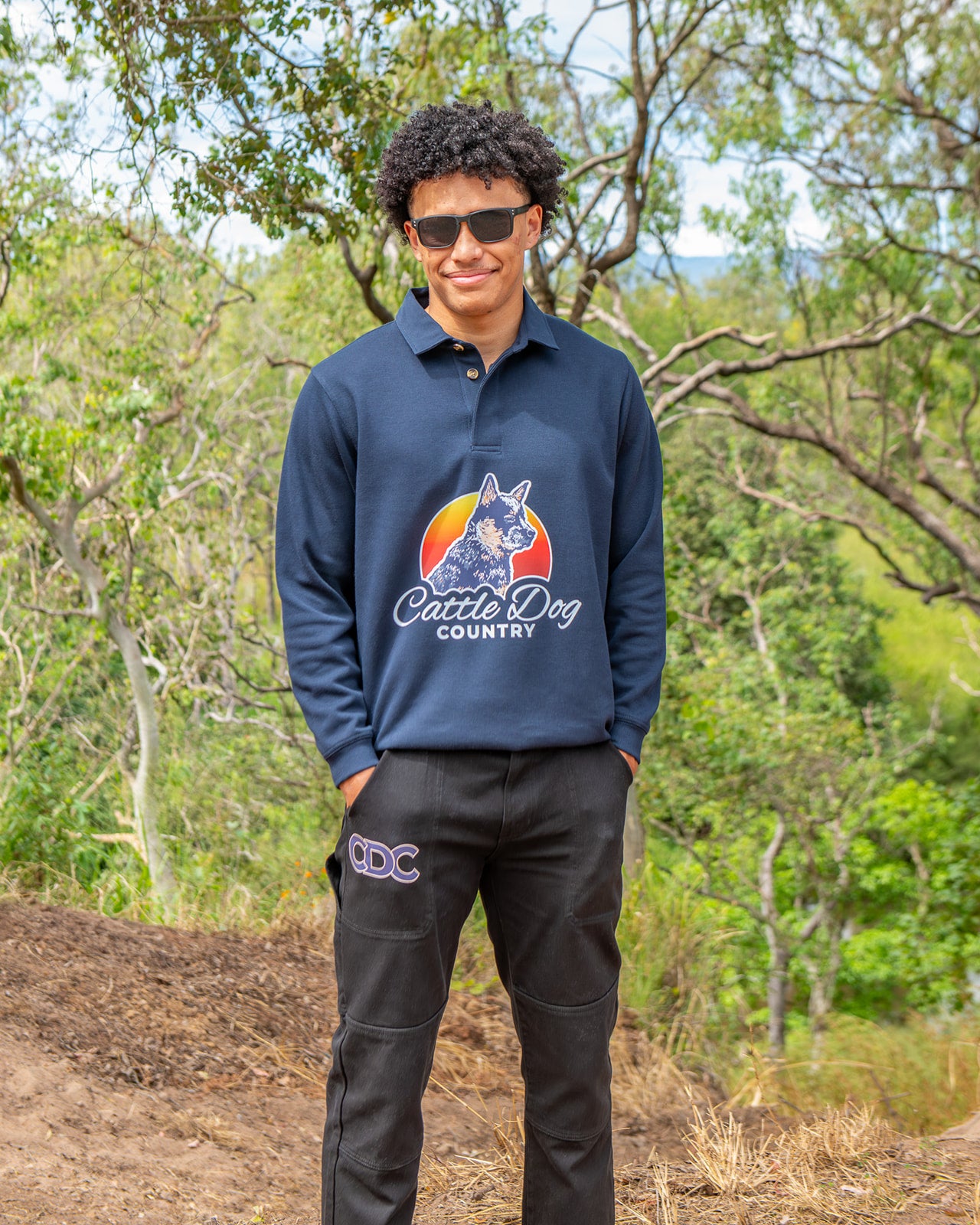 mens 2 tone rugby - navy front