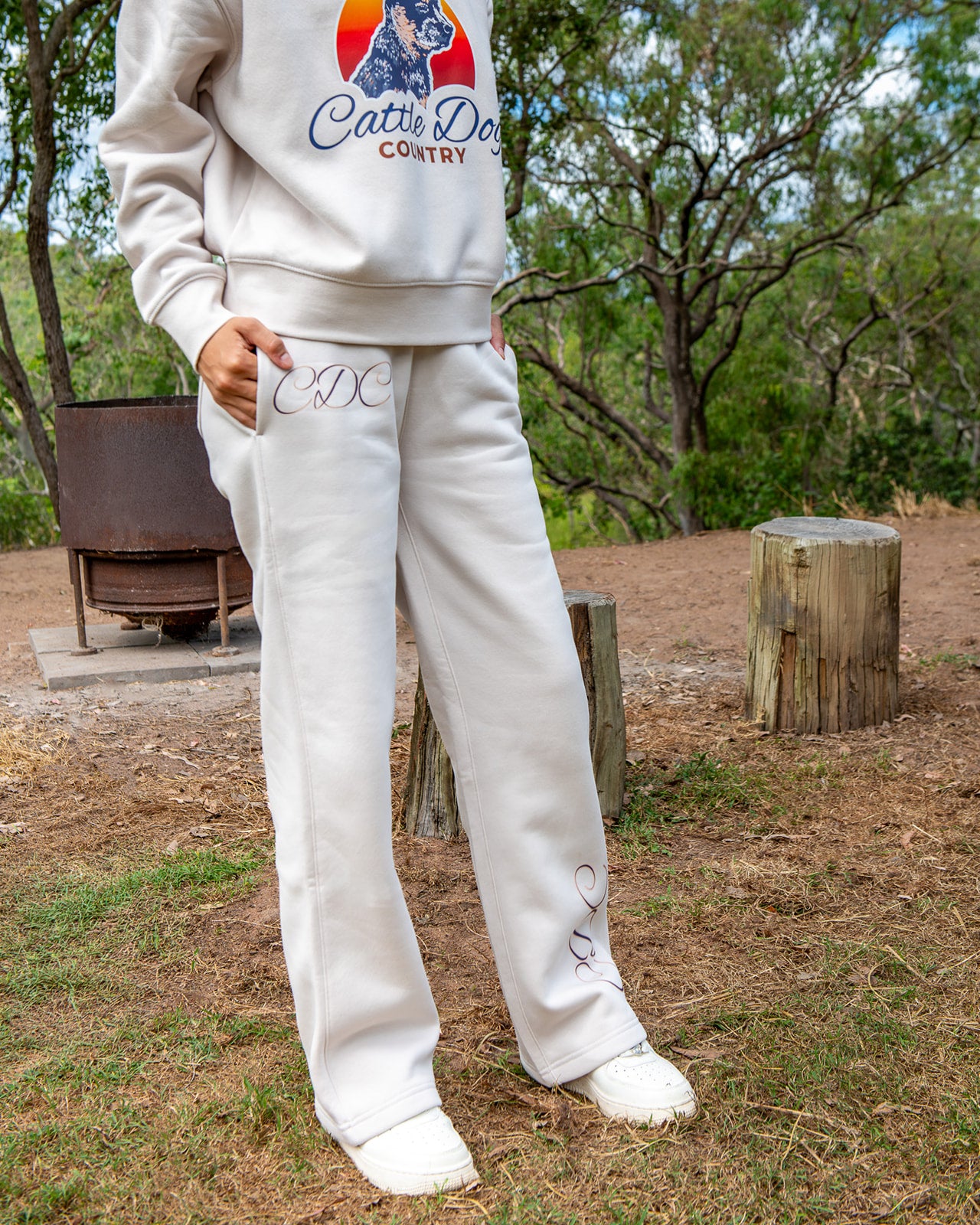 womens relax cuffless track pants bone angle